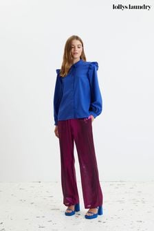 Lollys Laundry Blue Alexis Long Sleeve Frill Detailed Shirt (D20822) | €59