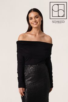 Soaked in Luxury Hanadi Black Long Sleeve Drape Top (D20832) | €25