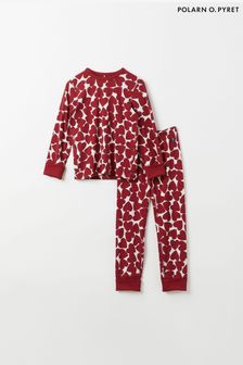 Polarn O Pyret Organic Pyjama mit Herzprint, Rot (D20868) | 40 €