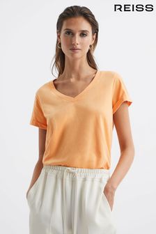 Reiss Orange Luana Cotton Jersey V-Neck T-Shirt (D20953) | kr640