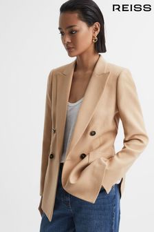 Reiss Light Camel Larsson Double Breasted Twill Blazer (D20959) | €340
