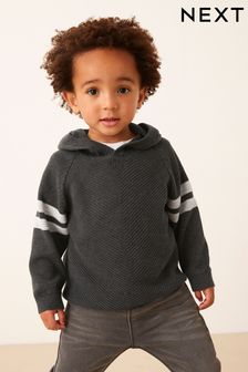 Charcoal Grey - Knitted Textured Hoodie (3mths-7yrs) (D20990) | kr270 - kr300