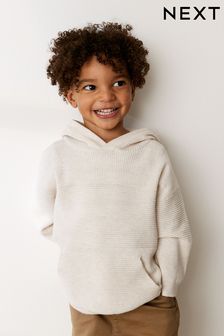 Ecru Creme - Strukturiertes Strick-Kapuzensweatshirt (3 Monate bis 7 Jahre) (D21005) | 16 € - 18 €
