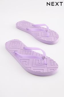 Purple Monogram Detailing Flip Flop Flat Sandals (D21091) | €6