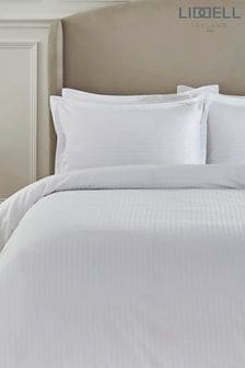 Liddell White 400 Thread Count Egyptian Cotton Striped Duvet Cover and Pillowcase Set