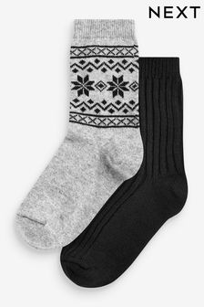 Black/Grey Ankle Socks With Cashmere 2 Pack (D21260) | €18.50