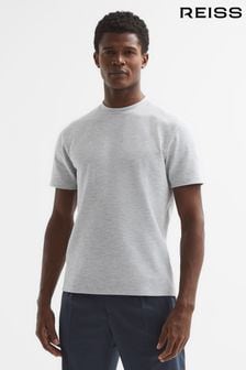 Reiss Grey Melange Cooper Slim Fit Honeycomb T-Shirt (D21309) | SGD 132