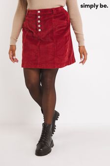 Simply Be Red Jumbo Cord Aline Mini Skirt (D21453) | €17.50