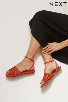 Red Regular/Wide Fit Forever Comfort® Leather Plait Sandals (D21528) | €19.50
