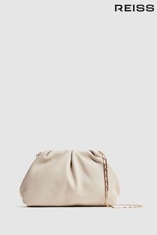 Reiss Off White Elsa Nappa Leather Clutch Bag (D21801) | $177