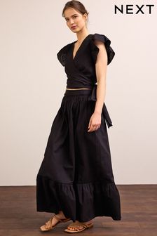 Black Coord Ruffle Midi Skirt (D21852) | €19