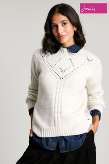 Joules Isabella Chunky Pointelle White Jumper (D21856) | €94