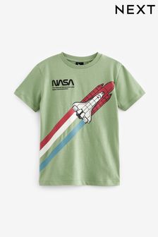 NASA Rocket Sage Green Short Sleeve License T-Shirt (3-16yrs) (D21881) | €7 - €11