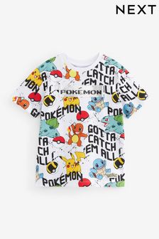  (D21884) | HK$113 - HK$157 白色Pokémon - 飄逸​​​​​​​亮片裝飾​​​​​​​授權T恤 (3-16歲)