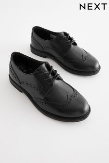 Matt Black School Lace-Up Brogue Detail Shoes (D21940) | $58 - $69