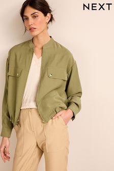 Khaki Green Collarless Jacket (D21955) | €80