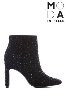 Moda In Pelle Black Embellished Ankle Boots With Set Back Heel (D22111) | €76