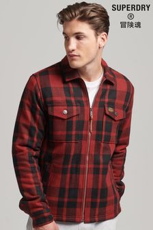 Superdry Red Wool Zip Borg Lined Check Overshirt (D22172) | 115 €