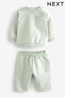 Verde mentol - Set de 2 piese cu pantaloni de trening largi și bluză de molton Bebeluși (D22779) | 99 LEI - 116 LEI