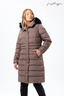 Hype. Womens Grey Iron Longline Padded Woven Label Jacket (D23181) | 138 €