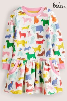 Boden Natural Cosy Printed Sweatshirt Dress (D23310) | $68 - $78