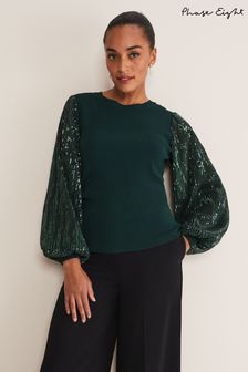 Phase Eight Green Everley Sequin Top (D23438) | €49