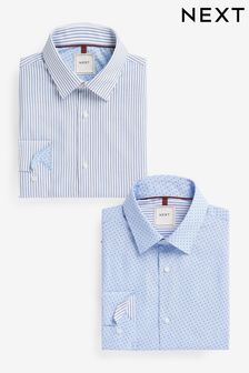 Blue Print/Blue Stripe Regular Fit Trimmed Shirts 2 Pack (D23524) | $80