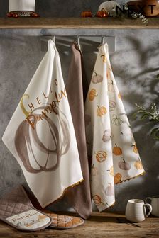 Set of 3 Natural Pumpkin Tea Towels (D23615) | €18