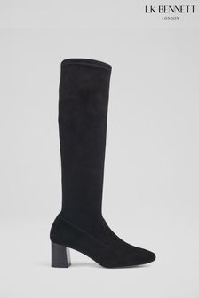 שחור - Lk Bennett Davina Stretch Suede Knee High Boots (D23624) | ‏2,660 ‏₪