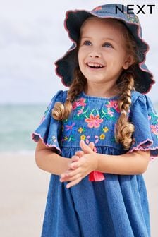 Denim Embroidery Low Back Bucket Hat (3mths-10yrs) (D23854) | AED51 - AED60