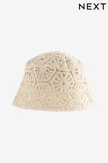 Neutral Crochet Bucket Hat (3-16yrs) (D23858) | €13 - €17