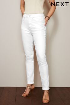 Biały - Wygodne jeansy o fasonie mom fit ze stretchem (D23886) | 169 zł
