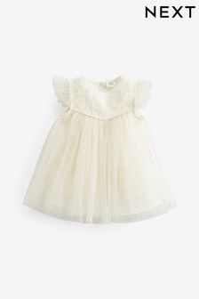 Cream Baby Occasion Embroidered Sparkle Mesh Dress (0mths-2yrs) (D23936) | 17 € - 19 €