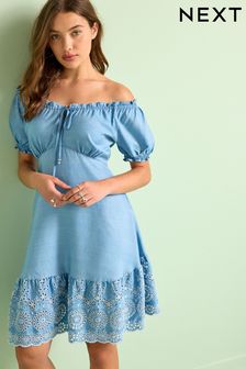 Blue TENCEL™ Broderie Summer Dress (D24028) | €30.50