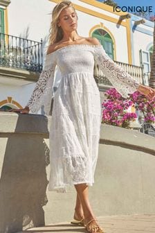Белое платье-бандо макси Iconique (D24054) | €88