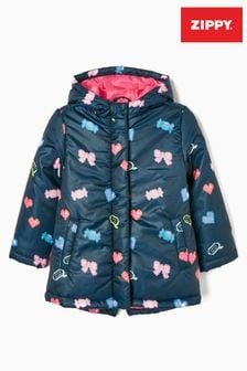Zippy Girls Dark Blue Quilted Jacket with Hood (D24142) | €32