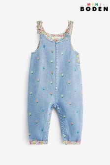 Boden Blue Woven Bow Dungarees (D24415) | CHF 49 - CHF 53