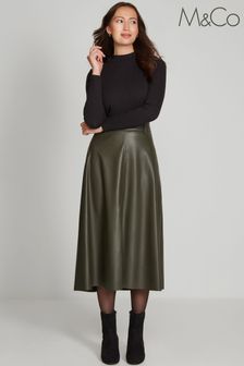 M&Co Green PU Midi Skirt (D24451) | 53 €