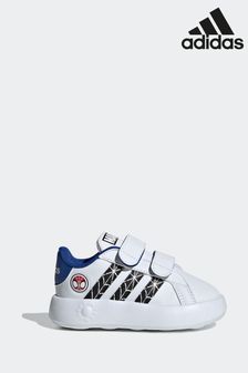 adidas White/Blue Sportswear Marvel's Spider-Man Grand Court Trainers (D24471) | SGD 54