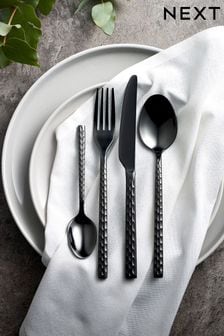 16 Piece Black Hammered Cutlery Set (D24478) | €41