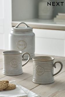 Set of 2 Natural Country Kitchen Mugs