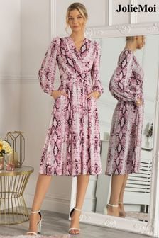 Jolie Moi Harper Long Sleeve Jersey Dress (D24601) | 507 LEI
