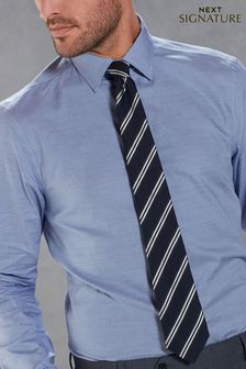 Marineblau mit Streifen - Signature Made In Italy Krawatte (D24764) | 38 €