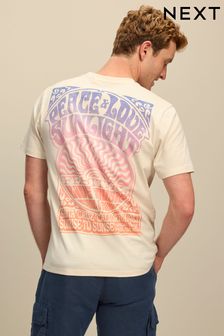 Ecru White Back Print T-Shirt (D24851) | €9