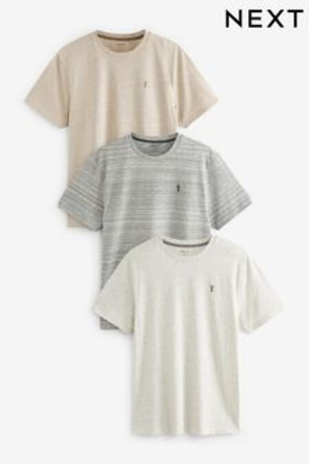 Neutre - Lot de 3 - T-shirt chiné imprimé cerf (D24898) | €28