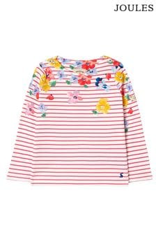 Joules Harbour Print Long Sleeve Stripe And Printed White T-Shirt (D24928) | €22 - €25