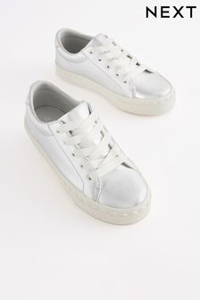 Silver Scallop Detail Lace-Up Trainers (D25028) | €18 - €24