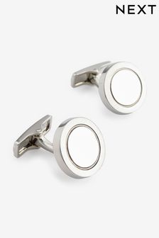 Silver Tone Round Brushed And Polished Cufflinks (D25044) | €8.50
