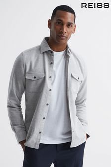 Reiss Soft Grey Miami Twin Pocket Overshirt (D25066) | $211