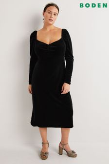 Boden Black Velvet Sweetheart Jersey Dress (D25409) | €72